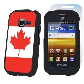 Samsung Galaxy Centura S738C Black Protection Case + Screen Protector By SkinGuardz  Canadian Flag Cell Phones & Accessories