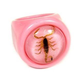 Ed Speldy East R0022 6 Gold Scorpion Pink Ring with Pink Background   Size 6 Jewelry