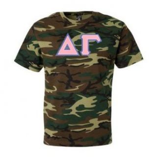 Delta Gamma Lettered Camouflage T Shirt Clothing