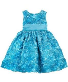 Rare Editions Toddler Girls 2T 4T Soutache Rose Sleeveless Dress, Turquoise, 4T Clothing