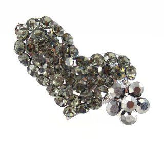 Hair Clip   H157   Crystal Heart and Flower   Sm Size (1 1/2")   Alligator Clip Style ~ Black Diamond & Hematite (Gray) SERENITY CRYSTALS Jewelry