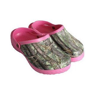 Ladies Pink Camouflage Solid Toe Clogs Shoes