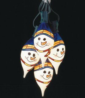 Set of 7 Commercial Grade Snowman Face Christmas Lights Green Wire #726122  String Lights  Patio, Lawn & Garden