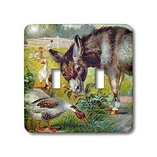 3dRose lsp_12391_2 Donkey And Geese Vintage Digital Art Double Toggle Switch   Switch Plates  
