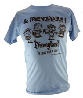 Disneyland Mens T Shirt   Classic Styel Art "So Friendlyable" on Light Blue Clothing