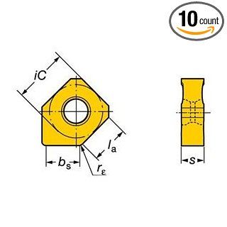 Sandvik Coromant 345L 1305M PM 4240 MTCVD Coated Solid Carbide CoroMill 345 Face Indexable Milling Insert, 0.0315" Nose Radius, 13 Inscribed Circle, Medium Chip Breaker, 0.2205" Thick (Pack of 10)