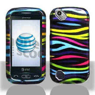 Black Colorful Zebra Stripe Pantech P9050 Laser Snap on Cell Phone Case + Microfiber Bag Cell Phones & Accessories