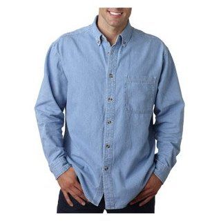 UltraClub Men's Long Sleeve Denim Pocket Shirt, Light Blue, X Large at  Mens Clothing store