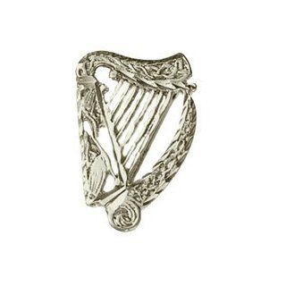 Silver 29x19mm diamond cut Irish Harp Brooch British Jewellery Workshops Jewelry