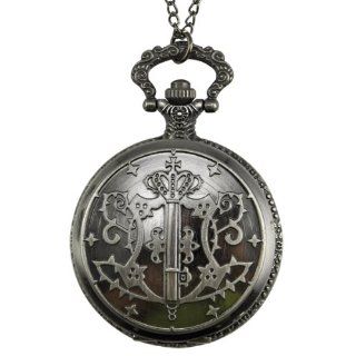 Easyfashion Retro Men's Case White Dial Arabic Numbers Pocket Watch Pendant Chain Antique silver Necklace Pocket Watch For Men Jewelry