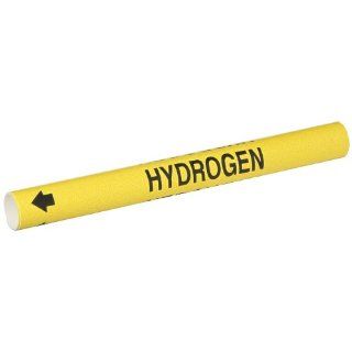 Brady 4086 A Brady Snap On Pipe Marker, B 915, Black On Yellow Coiled Printed Plastic Sheet, Legend "Hydrogen" Industrial Pipe Markers