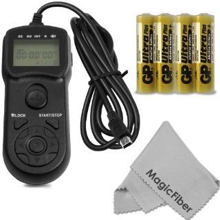 Professional Timer Remote Control Shutter Release for FUJIFILM FinePix HS20 S100FS S9000 S9100 S9500 S9600 Cameras + 4 AAA Alkaline Batteries + Premium MagicFiber Microfiber Cleaning Cloth  Camera And Camcorder Remote Controls  Camera & Photo