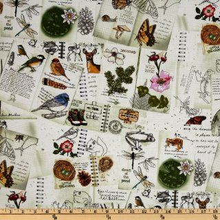 44'' Wide Nature's Walk Journal Multi/White Fabric By The Yard