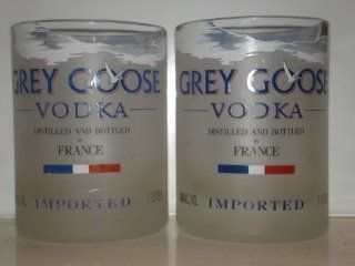 GREY GOOSE Vodka Set of 2 Repurposed (Squat) Rocks Glasses  Other Products  
