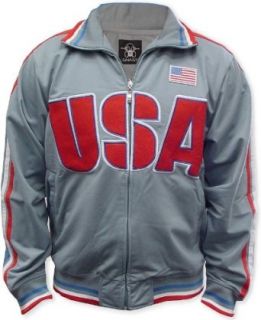International World Cup Track Jackets    USA Soccer Jacket (Grey) Novelty Track Jackets Clothing