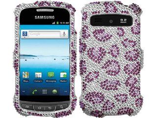 Silver Leopard Cheetah Purple Bling Rhinestone Diamond Crystal Faceplate Hard Skin Case Cover for Samsung Admire SCH R720 w/ Free Pouch Cell Phones & Accessories