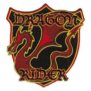 Red Dragon Rider Embroidered Iron On Applique Biker Patch
