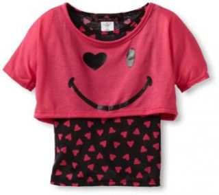 Almost Famous Girls 2 6x Smiley Face, Neon Pink, 3T Clothing
