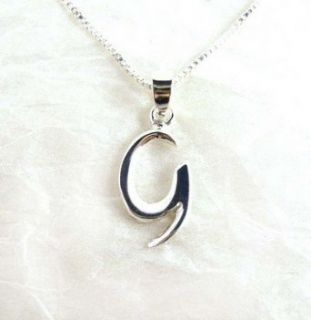 Sterling Silver Initial Charm Necklace, Letter G, 16" Chain Jewelry