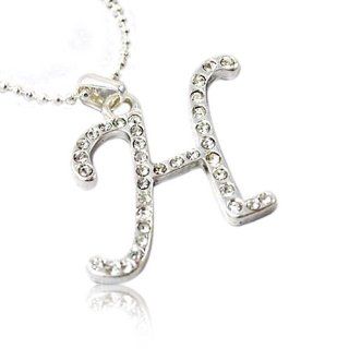 Clear Crystal Initial Letter Pendant Necklace, Letter H Jewelry