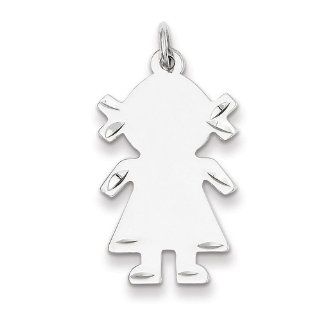 Sterling Silver Engraveable Girl Disc Charm 32mmx16mm Jewelry
