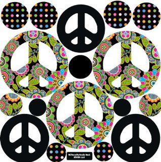 Peace Sign Wall Decals Black Bright Repositionable Peel and Stick   Wall Decor Stickers