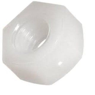 PVC Hex Nut, Gray, 5/16" 18 Thread Size, 1/2" Width Across Flats, 17/64" Thick (Pack of 25)
