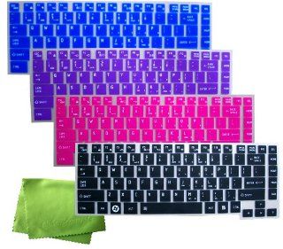ColorYourLife 4 Pack Ultra Thin Translucent Silicone Gel Keyboard Skin Protector Cover for Toshiba Satellite L600 L600D L630 L635 L640 L640D L645 L645D L700 L730 L745 L745D M640 M645  US Layout Compatible Models Listed in Product Description + Microfiber C
