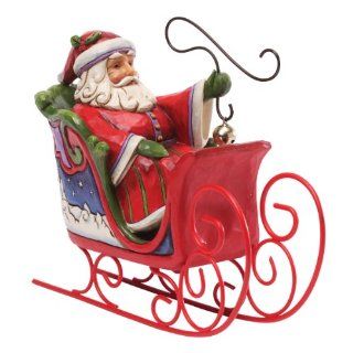 Jim Shore for Enesco Heartwood Creek Santa in Sleigh Figurine, 6 Inch   Decorative Hanging Ornaments