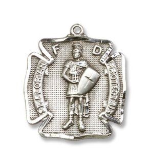 St. Florian Sterling Silver Medal with 24" Stainless Chain, Patron Saint of (Patronage) Fireman, Fire Fighters, Against Battles, Against Fire, Austria, Barrel makers, Brewers, Chimney Sweeps, Coopers, Drowning, Fire Prevention, Firefighters, Floods, H