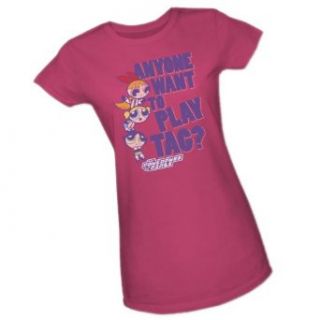 "Anyone Want To Play Tag?"    The Powerpuff Girls    Cartoon Network Crop Sleeve Fitted Juniors T Shirt, Small Clothing