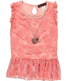 Almost Famous "Rose Lace Layered" Top with Necklace Clothing
