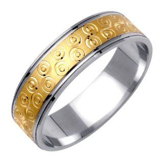 Wedding Bands With Regular Fit (Can Be Resized) 14K Two tone Gold Can Also Be Made In Platinum or Other Colors 18K And 24K Is Also Available 6mm Jewelry