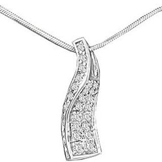 Pendant with CZ, in a Rhodium Finish Pendant Necklaces Jewelry