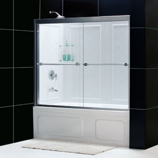 Dreamline DL699601CL Bathtub Shower Door, 56 to 59 Duet Frameless Bypass Sliding amp; QWALLTub Backwalls Kit