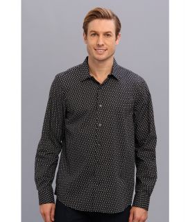 Perry Ellis Slim Fit L/S Foulard Print Shirt Mens Short Sleeve Button Up (Black)