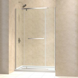 Dreamline DL6449L04CL Frameless Shower Door, 36 by 60 VitreoX Pivot amp; SlimLine Single Threshold Base Left Hand Drain