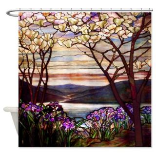  Stained Glass Lake Shower Curtain