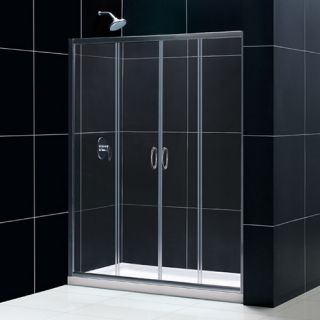 Dreamline DL6962C04CL Frameless Shower Door, 34 by 60 Visions Sliding amp; SlimLine Single Threshold Base Center Drain