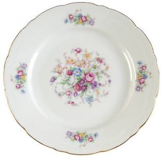 Bohemia Ceramic Bouquet (Small Floral,Scroll Edge) Salad Plate, Fine China Dinne