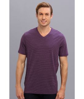 Perry Ellis S/S Cotton Stripe V Neck T Shirt Mens T Shirt (Blue)
