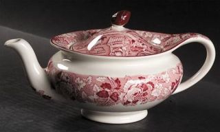 Enoch Wood & Sons English Scenery Pink (Older,Smooth) Teapot & Lid, Fine China D