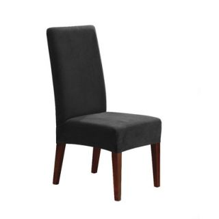 Sure Fit Stretch Pique Short Dining Room Chair Slipcover   Black