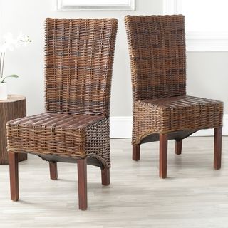 Safavieh Ridge Dark Brown Wicker Side Chairs (set Of 2)