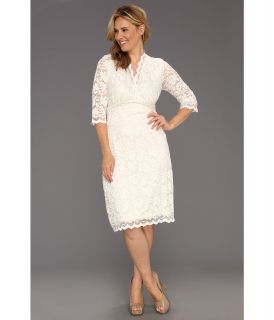 Kiyonna Luxe Lace Wedding Dress Womens Dress (White)