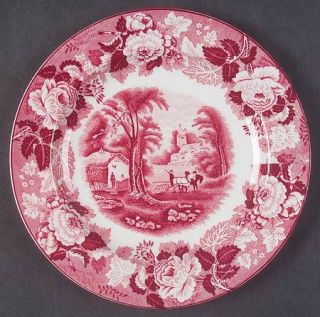 Enoch Wood & Sons English Scenery Pink (Older,Smooth) Dessert/Pie Plate, Fine Ch
