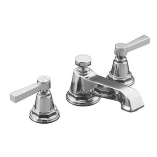 Kohler K 13132 4a cp Polished Chrome Pinstripe Pure Widespread Lavatory Faucet With Lever Handles