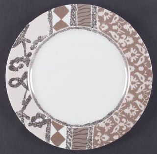 Fitz & Floyd Fauxtuny Dinner Plate, Fine China Dinnerware   Gold & Tan Design