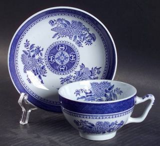 Spode Fitzhugh Blue Canton Shape Footed Cup & Saucer Set, Fine China Dinnerware