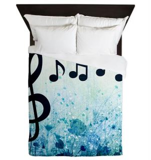  Music Notes and Clef Queen Duvet